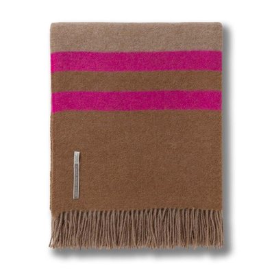 Glamper Throw - Light Taupe/Tobacco/Shocking Pink