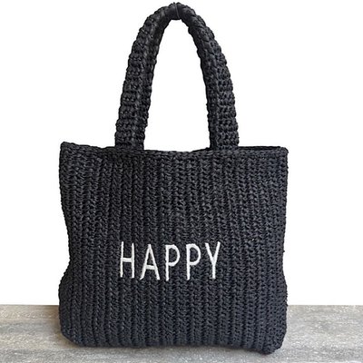 Crochet Tote - Happy - Black
