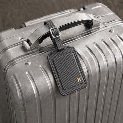 Leather Luggage Tag Trackers (2 Pack) - Carbon Fiber