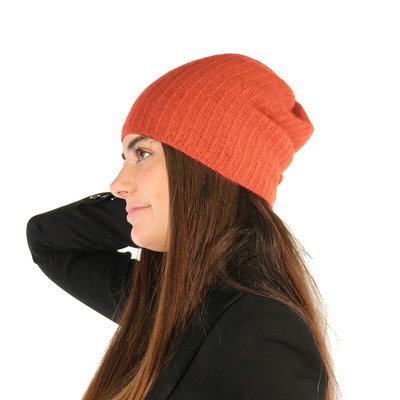 Slouchy Cashmere Hat - Coral