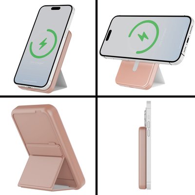 Magnetic Wireless Power Bank with Stand - Rose Gold