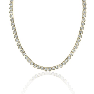 Bezel Set Tennis Necklace - 2 Colors Options - Yellow Gold