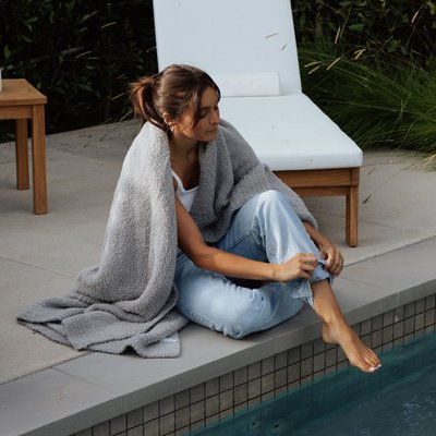 Feather Yarn Throw - 8 Color Options - Dove Grey