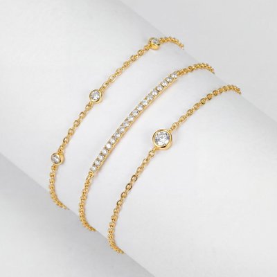 Simulated Diamond Station Bracelet Set