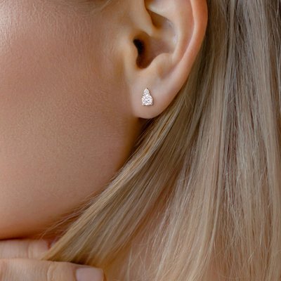 Two-Tone Stud Earrings (1ct) - Sterling Silver