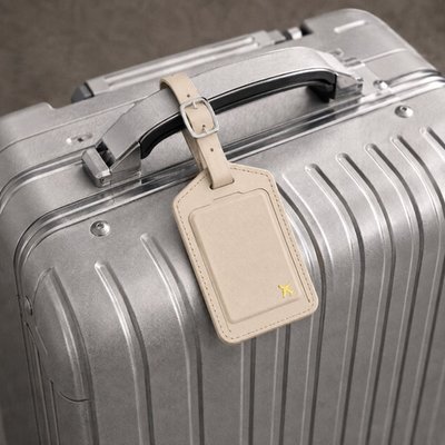 Leather Luggage Tag Trackers (2 Pack) - Beige