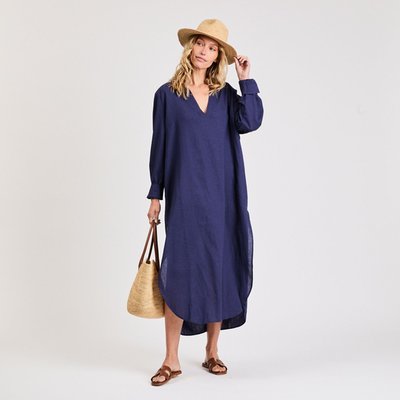 Linen Tunic Dress - Navy