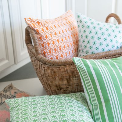 Square Pillow Cover - Green Coral