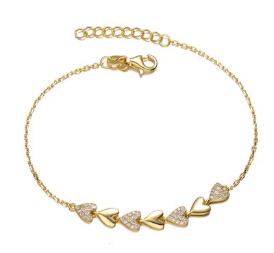 Raquelle Dual Heart Row Bracelet - 14K Gold