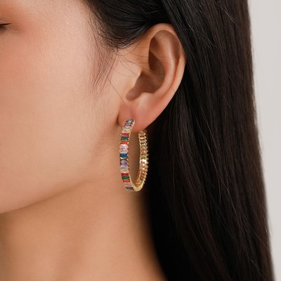 Lustre Bloom Hoop Earrings - Multi-Colored
