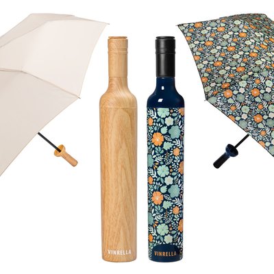 Wine Bottle Umbrella, Set of 2 - Wooden/In Bloom