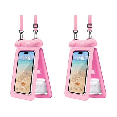 Waterproof Transparent Pouches - 2-Pack - Pink