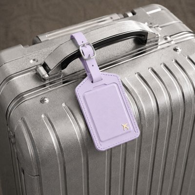 Leather Luggage Tag Trackers (2 Pack) - Purple