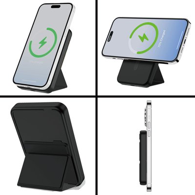 Magnetic Wireless Power Bank with Stand - Black