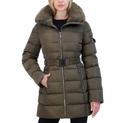 Belted Quilted Puffer  - Olive