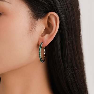 Opulent Glow Hoop Earrings - Emerald