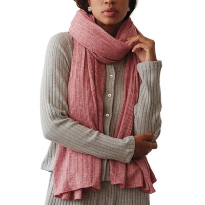 Rib Blanket Scarf - Rose