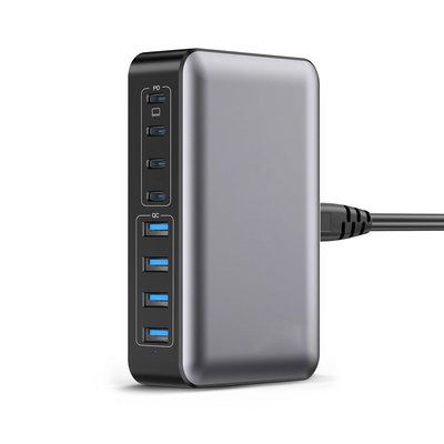 8-port Charging Hub - 8 Color Options - Black