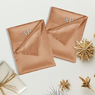 Monogrammed Satin Pillowcases (Set of 2) - Burnt Sienna