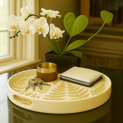 Round Serving Tray - Fern