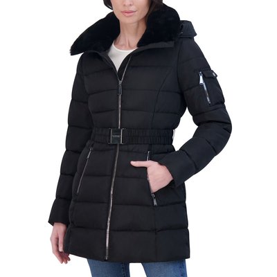 Belted Quilted Puffer  - Black