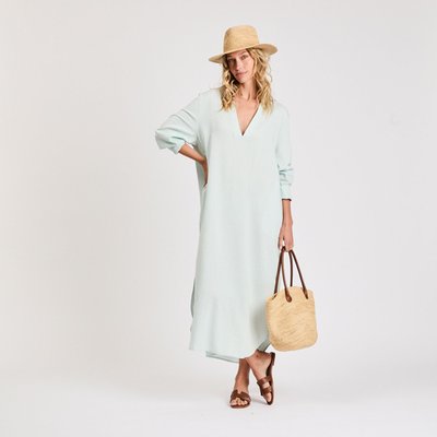 Linen Tunic Dress - Aqua