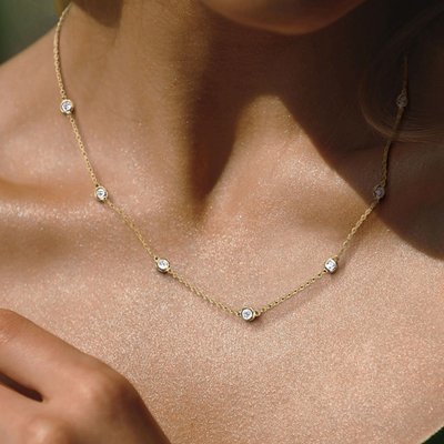 Station Necklace (1ct) - Yellow Plated