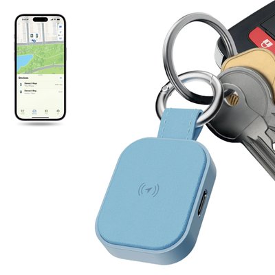 Leather Tag Tracker - Blue