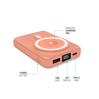 Wireless Charging Battery & Stand - Sunset Coral
