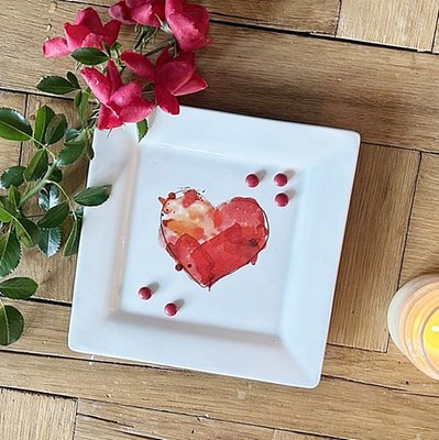 Square Porcelain Tray - Heart