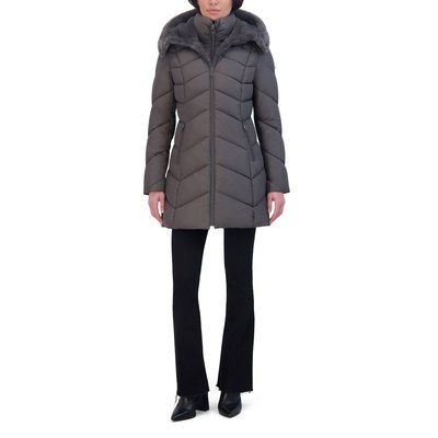 Quilted Puffer With Attached Zip Vestee - Storm Grey