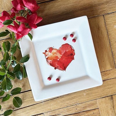 Square Porcelain Tray - Heart