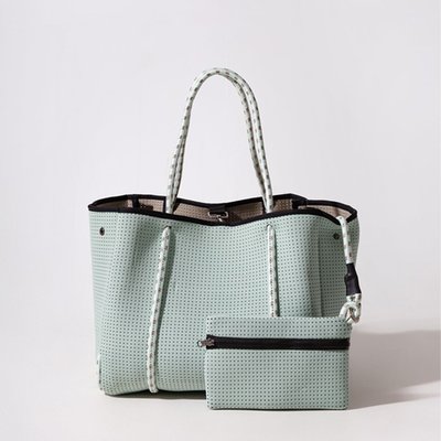 Tote with Pouch - Minty Green