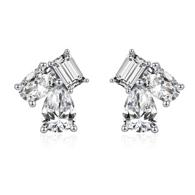 Opulent Radiance Stud Earrings - Platinum
