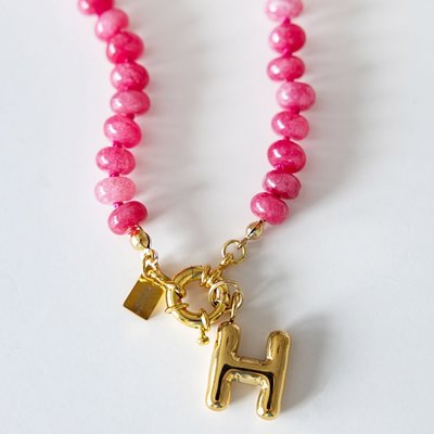Stone Beaded Necklace - Pink