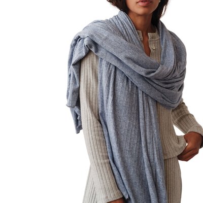 Rib Blanket Scarf - Denim