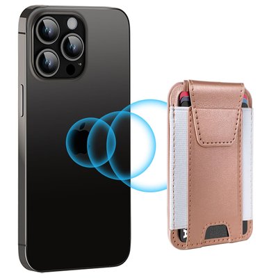 Leather Magnetic Wallet/Tracker/Stand - Rose Gold