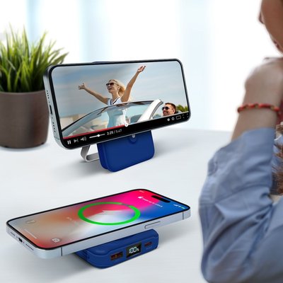 Wireless Charging Battery with Stand - Navy