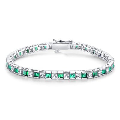 CZ Tennis Bracelet Princess Cut - Emerald