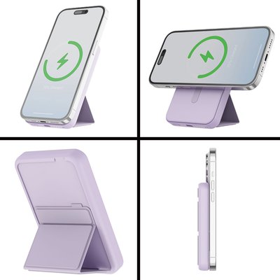 Magnetic Wireless Power Bank with Stand - Lavender