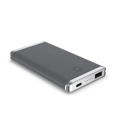 Leather Wireless Power Bank - Grey