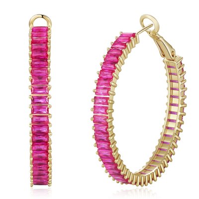 Lustre Bloom Hoop Earrings - Ruby