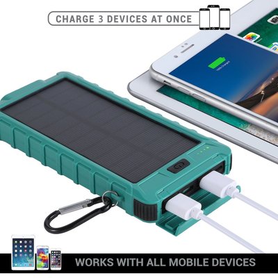 3 Port Solar Backup Battery - Turquoise