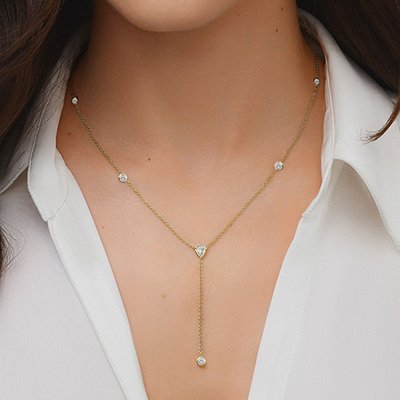 Bezel Lariat Necklace - 2 Color Options