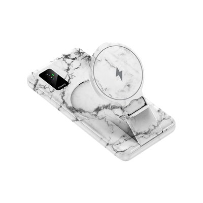Wireless Charging Battery & Stand - White Marble