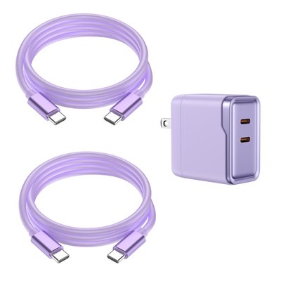 Usb-c 6ft Charging Cables (set Of 2) + Dual Adapter