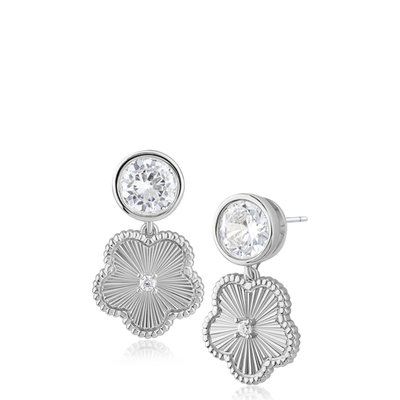 Etched Clover Charm Earrings - 2 Color Options
