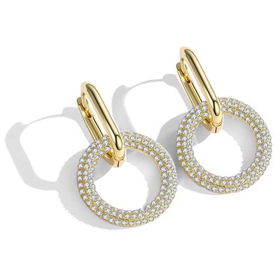 Ethereal Glow Circle Drop Earrings - 14K Gold