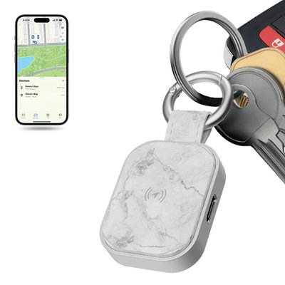 Leather Tag Tracker - Marble