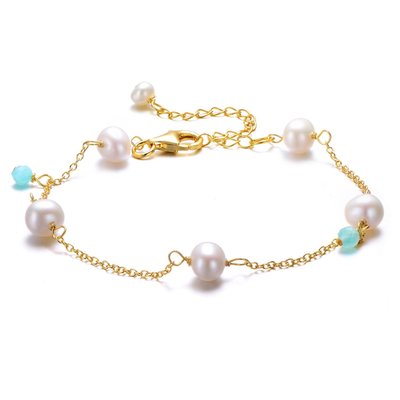 Anne Dainty Pearl Charm Bracelet - 14K Gold